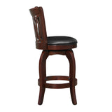 Homelegance By Top-Line Harvey Cherry Finish Scroll Back Swivel 24" Counter Height Stool Black Solid Wood