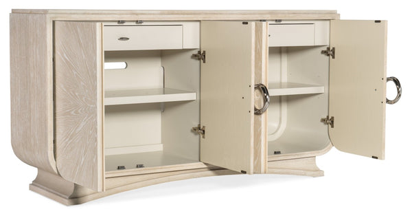Hooker Furniture Nouveau Sandstone Buffet With Venting & Integrated Power, Soft-Close Doors, Felt Tray Storage Elegance 6500-75900-80