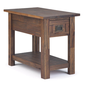 English Elm Monroe Narrow Side Table - Rustic Distressed Charcoal Finish With Storage Drawer And Shelf B136P158956