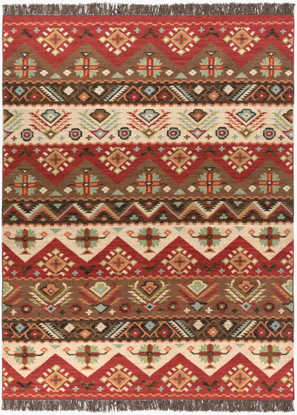 Livabliss Jewel Tone Handwoven Wool Flatweave Area Rug with Knotted Fringe for Bohemian Spaces Light Beige, Bu 8' x 11' JT8-811