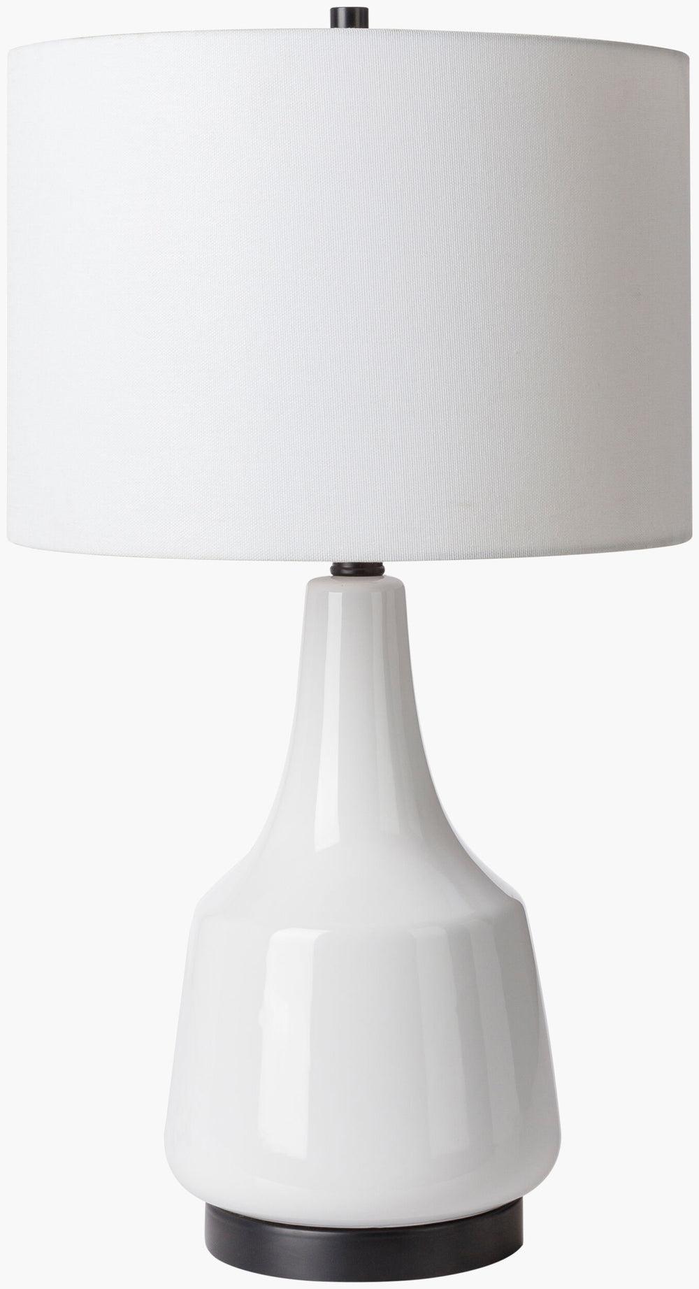 Surya Jeita Modern 24" Accent Table Lamp - Elegant Ivory Linen Shade For Living Room & Bedroom Décor Body, White,Base, Black,Shade (Outside), Ivory,Shade (Inside), White,Finial, Black,Harp, Metallic ,Brass,Cord, Translucent Ceramic,Iron,Linen,Polyester,Iron Jta-001