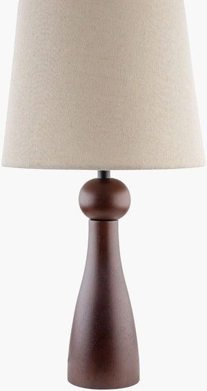 Livabliss Jatoba Wood Veneer Table Lamp with Linen Shade and Iron Finial for Warm Ambiance JTB-001