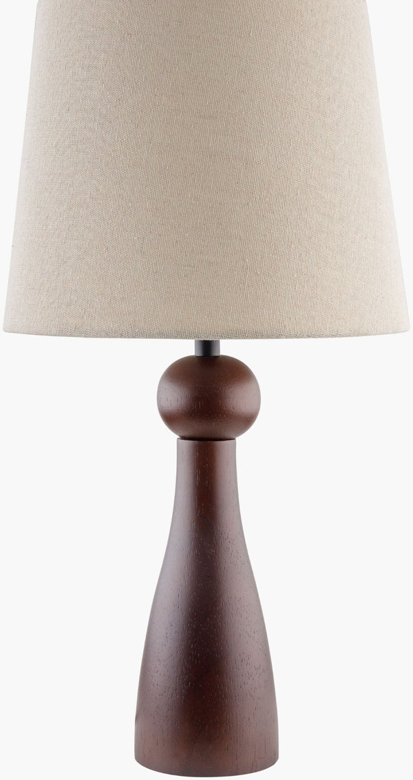 Livabliss Jatoba Wood Veneer Table Lamp with Linen Shade and Iron Finial for Warm Ambiance JTB-001