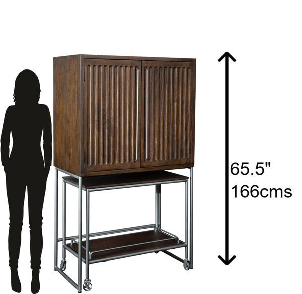 Hekman Furniture 695222 Stylish Bar Cart & Wine Cabinet With Distressed Finish, Glass Rack & Mobile Serving Option  Bar Cart Wine & Bar Cabinet 695222