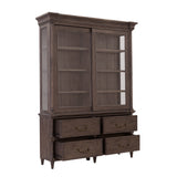 Revival Row Sliding Door Display Cabinet with Storage Drawers Brown with Chimney Smoke Finish P348-DR-K1 Pulaski Furniture