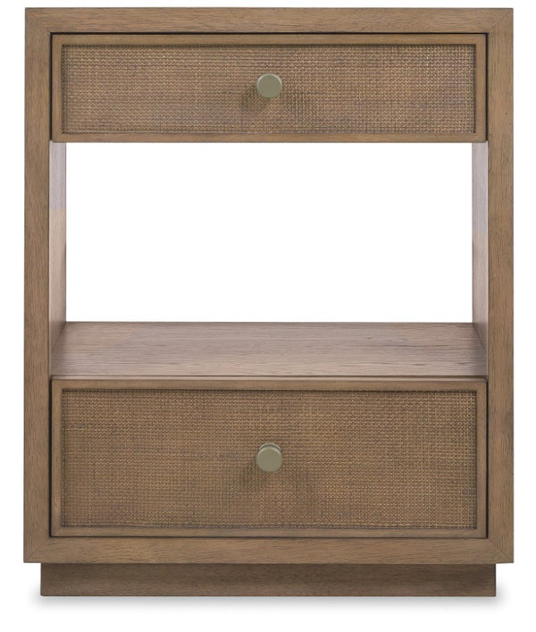 Hooker Furniture Sonnet Wren Finish Two-Drawer Nightstand With Cane Fronts, Felt-Lined Drawer & Cord Management 6072-90116-85