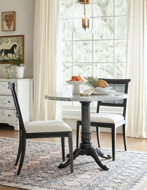 Hooker Furniture Charleston Colonial-Style Upholstered Side Chair With Woven Cane Back, Distressed Magnolia Finish And Comfort Seat Black 6750-75410-95