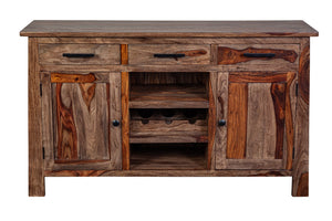 Porter Designs Kalispell Solid Sheesham Wood Bar Sideboard - Artisan Craftsmanship & Timeless Style Brown Wood 07-196-06-2439