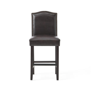 English Elm Christopher Knight Home® - Set of 2 Upholstered Counter Height Barstools with Nailhead Trim, Plush Fabric Comfort & Sturdy Legs Brown 62369.00PU