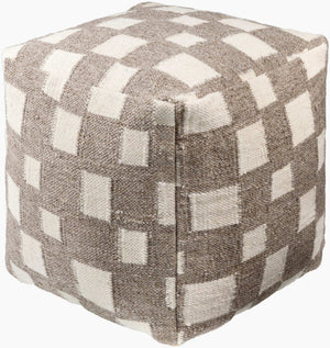 Surya Jacinta Modern 18" Pouf - Stylish Cotton & Wool Blend, Versatile Seating For Contemporary Spaces Taupe Wool,Cotton,Cotton,Polybeads Jtpf001-181818