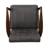 Christopher Knight Home® - Noble House - Marcola Mid Century Modern Microfiber Club Chair with Wood Frame, Slate and Dark Espresso