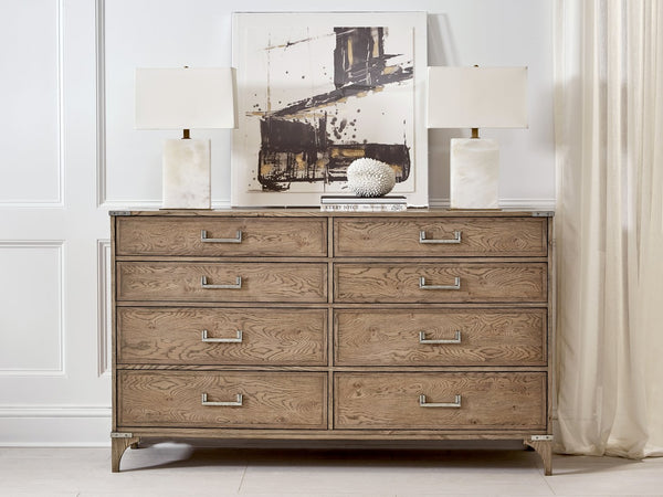 A.R.T. Furniture Passage Dresser: Stylish Natural Oak Storage With 8 Soft-close Drawers & Cedar-lined Bottoms Brown Ash Solids,Knotty Oak Veneers,Metal 287130-2302