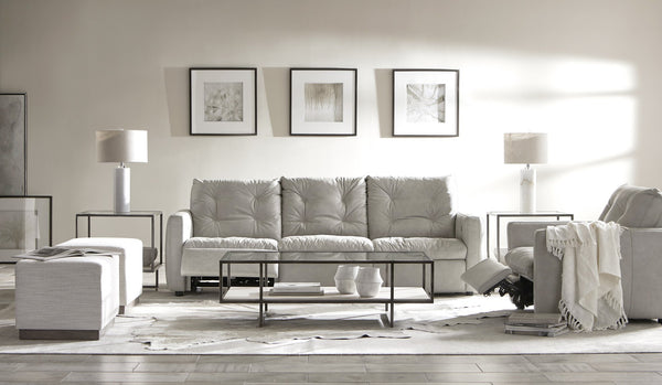 Bernhardt Bernhardt Harlow Metal Rectangular Cocktail Table — 54"W Tempered Glass Top, Travertine Shelf, Oil-Rubbed Bronze Finish 514021