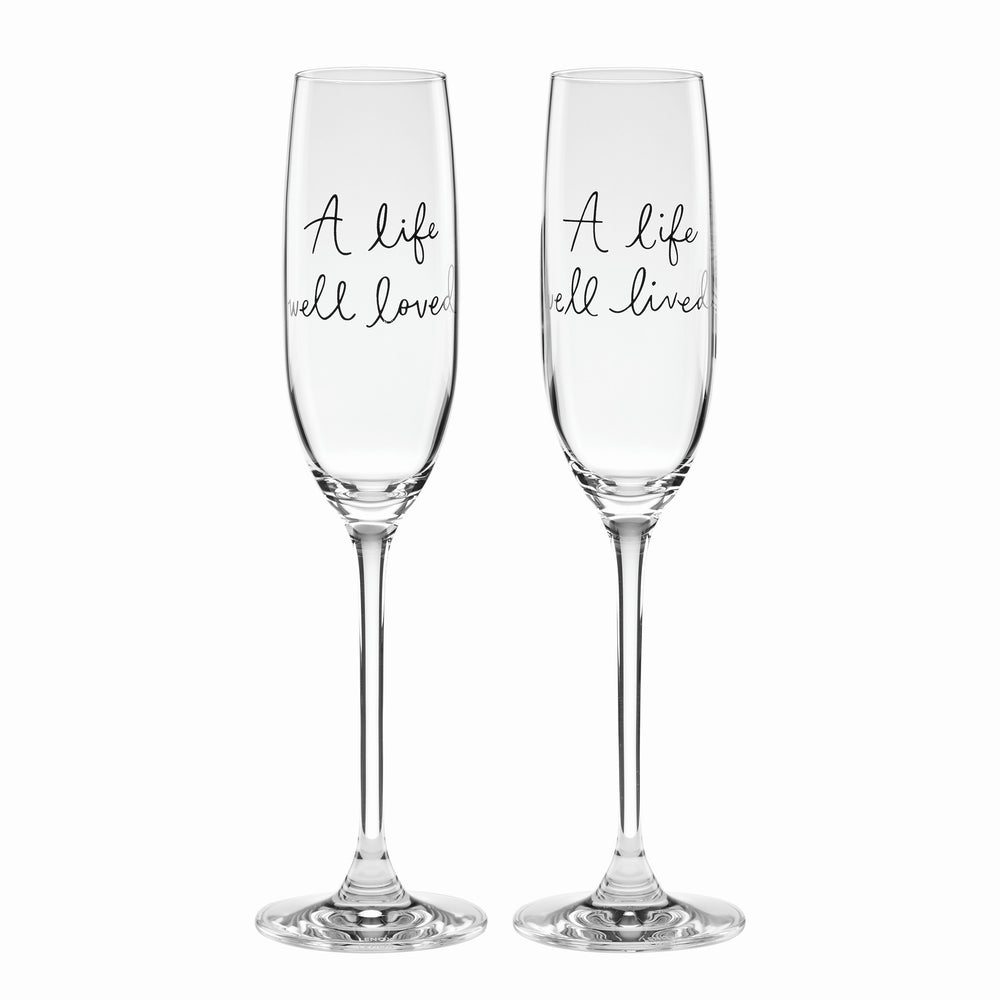 Lenox Kate Spade Charmed Life 2-Piece Toasting Flutes Clear, WHITE GLASS,CRYSTAL 894021
