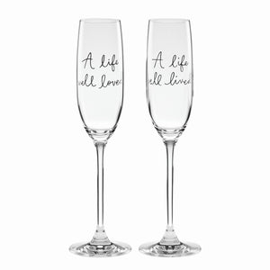 Lenox Kate Spade Charmed Life 2-Piece Toasting Flutes Clear, WHITE GLASS,CRYSTAL 894021