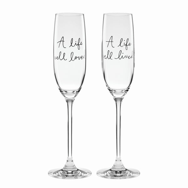 Lenox Kate Spade Charmed Life 2-Piece Toasting Flutes Clear, WHITE GLASS,CRYSTAL 894021