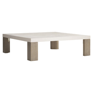 Bernhardt Bernhardt Lorenzo Square Cocktail Table — 52" Grc Vintage Cream Top With Quartered White Oak Flint Base, Modern Organic Focal Piece 465011