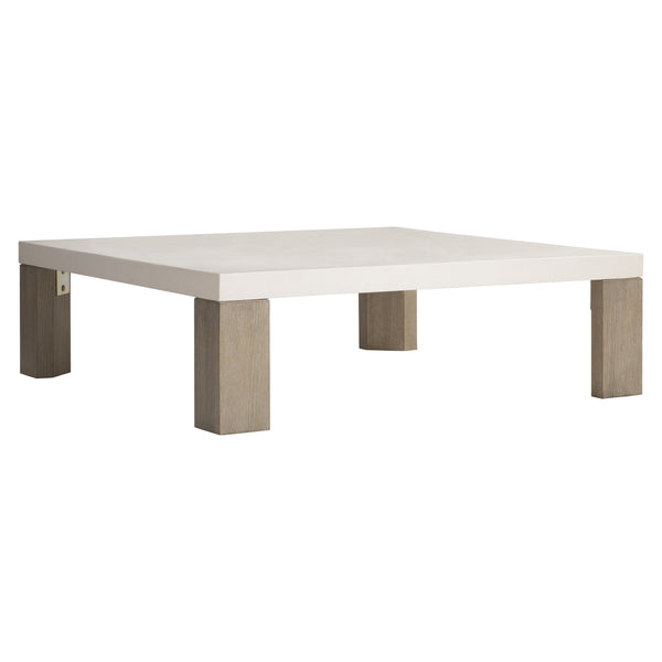 Bernhardt Bernhardt Lorenzo Square Cocktail Table — 52" Grc Vintage Cream Top With Quartered White Oak Flint Base, Modern Organic Focal Piece 465011