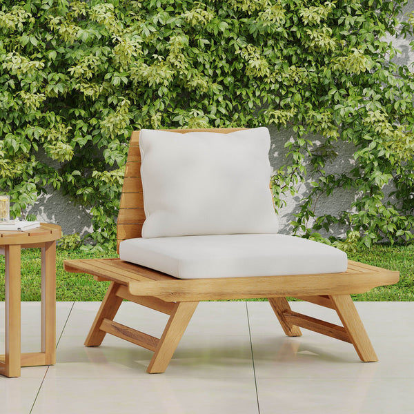 English Elm Christopher Knight Home® - SEDONA Acacia Wood Slatted Club Chair with Wide Seats, Water-Resistant Cushions for Patio Comfort Teak 40.25 L x 32 W x 10.75 H 63744.00WHI