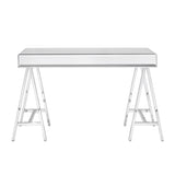 Homelegance By Top-Line Allana 1-Drawer Mirrored Chrome Sawhorse Desk Silver Mirror