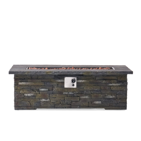 English Elm 56" Rectangular Mgo Propane Fire Pit with Faux Stone Finish for Patio Entertaining 63666.00-50K