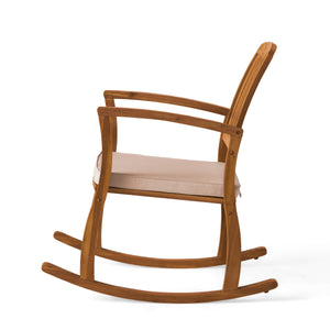 English Elm Acacia Hardwood Outdoor Rocking Chair with Cushions Slat Design for Porch or Deck 57496.00WCACA