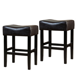 English Elm Christopher Knight Home® - 26" Backless Counter Stools Set of 2 - Brown Bonded Leather, Hardwood Frame, Modern Bronze Finish, No Assembly Needed 56640.00