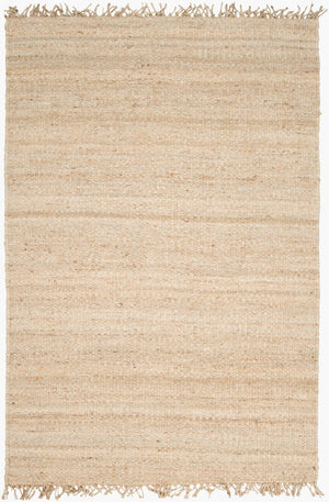 Livabliss Jute Handwoven Flatweave Area Rug Bleached Organic Texture Fringe Coastal Boho Ivory 5' x 7'6" JUITE-58