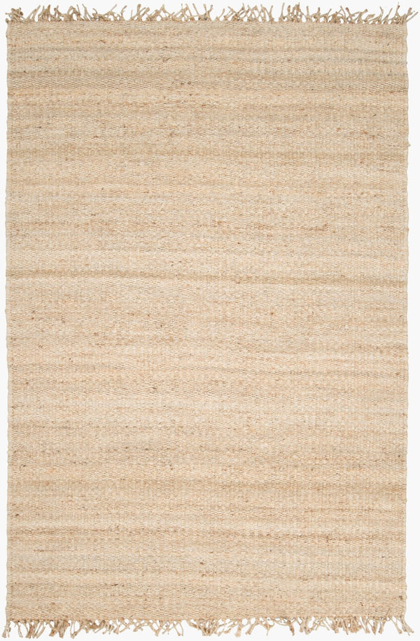 Livabliss Jute Handwoven Flatweave Area Rug Bleached Organic Texture Fringe Coastal Boho Ivory 5' x 7'6" JUITE-58