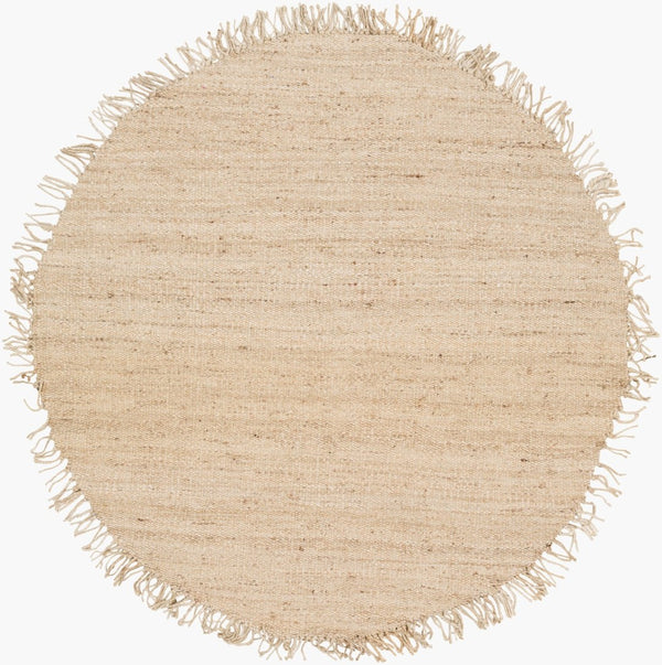 Livabliss Jute Handwoven Flatweave Area Rug Bleached Organic Texture Fringe Coastal Boho Ivory 6' x 6' JUITE-6RD