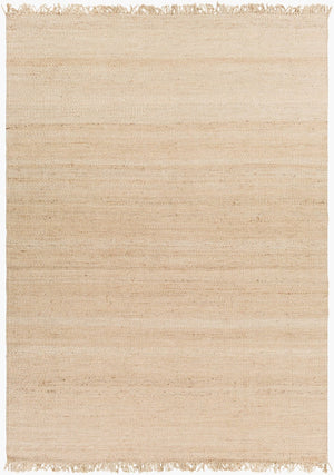 Livabliss Jute Handwoven Flatweave Area Rug Bleached Organic Texture Fringe Coastal Boho Ivory 8' x 10'6" JUITE-811