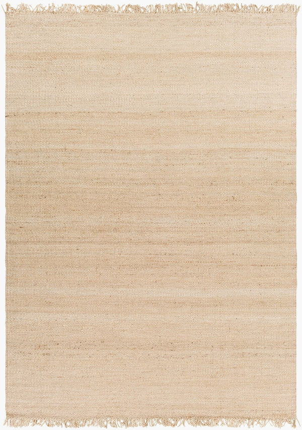 Livabliss Jute Handwoven Flatweave Area Rug Bleached Organic Texture Fringe Coastal Boho Ivory 8' x 10'6" JUITE-811