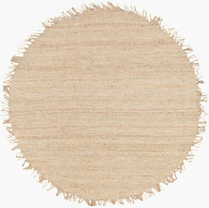 Livabliss Jute Handwoven Flatweave Area Rug Bleached Organic Texture Fringe Coastal Boho Ivory 8' x 8' Round JUITE-8RD