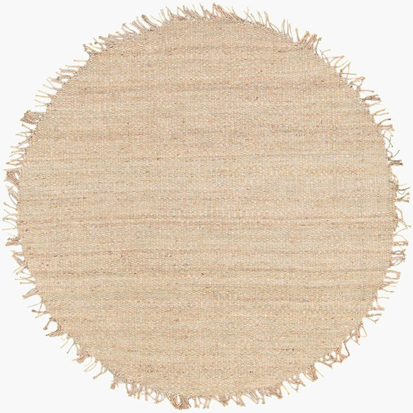 Livabliss Jute Handwoven Flatweave Area Rug Bleached Organic Texture Fringe Coastal Boho Ivory 8' x 8' Round JUITE-8RD