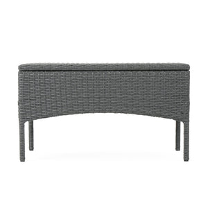 English Elm Christopher Knight Home® - CORDOBA PE Rattan 4-Pc Wicker Chat Set with Cushions, Iron Legs & Waterproof Fabric Comfort Grey 57458.00GRY