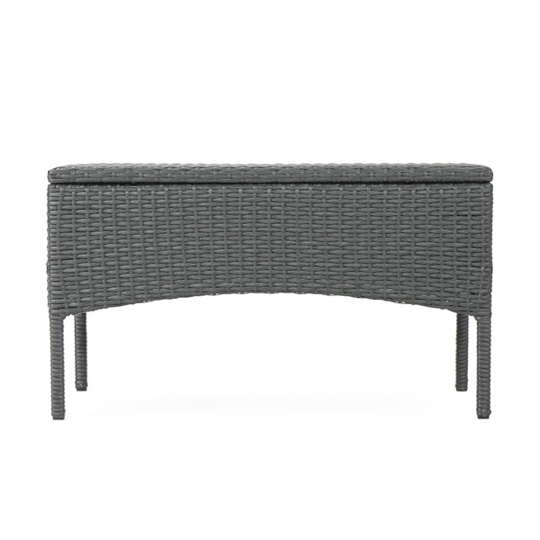 English Elm Christopher Knight Home® - CORDOBA PE Rattan 4-Pc Wicker Chat Set with Cushions, Iron Legs & Waterproof Fabric Comfort Grey 57458.00GRY