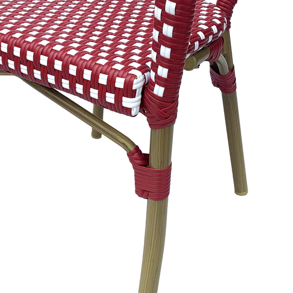 English Elm Bistro Chair Set of 2 French Country Woven Aluminum Outdoor Patio Seating Pair Red 72906.00RED