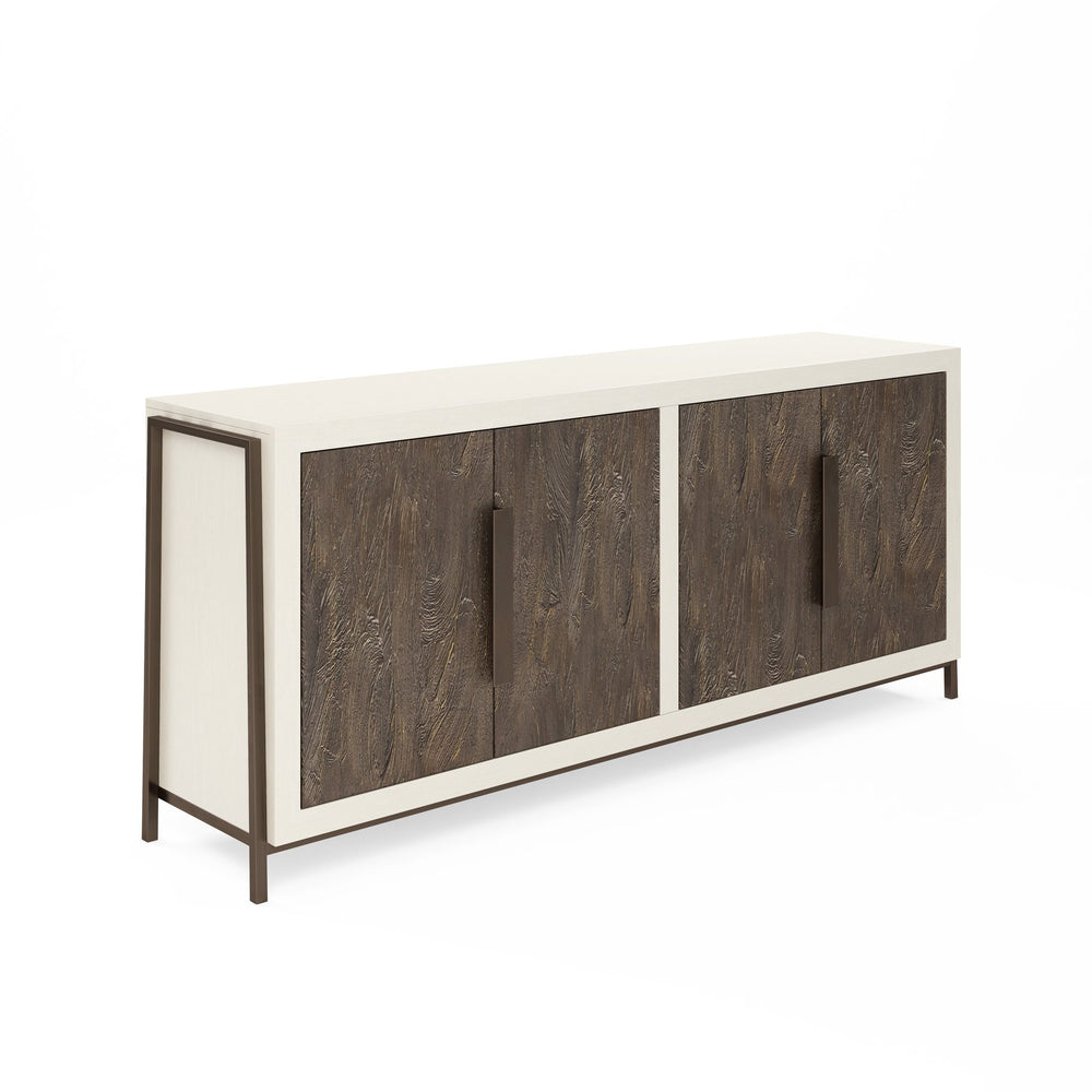 A.R.T. Furniture Blanc Credenza - Contemporary Alabaster & Burnished Bronze With Adjustable Shelves & Unique Storage White Parawood Solids,Resin,Metal 289252-1040