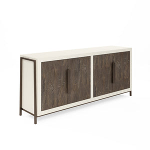 A.R.T. Furniture Blanc Credenza - Contemporary Alabaster & Burnished Bronze With Adjustable Shelves & Unique Storage White Parawood Solids,Resin,Metal 289252-1040