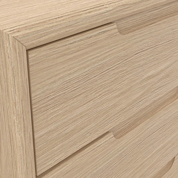 June Six Drawer Dresser Warm Oak Finish Soft Close Glides for Modern Bedrooms