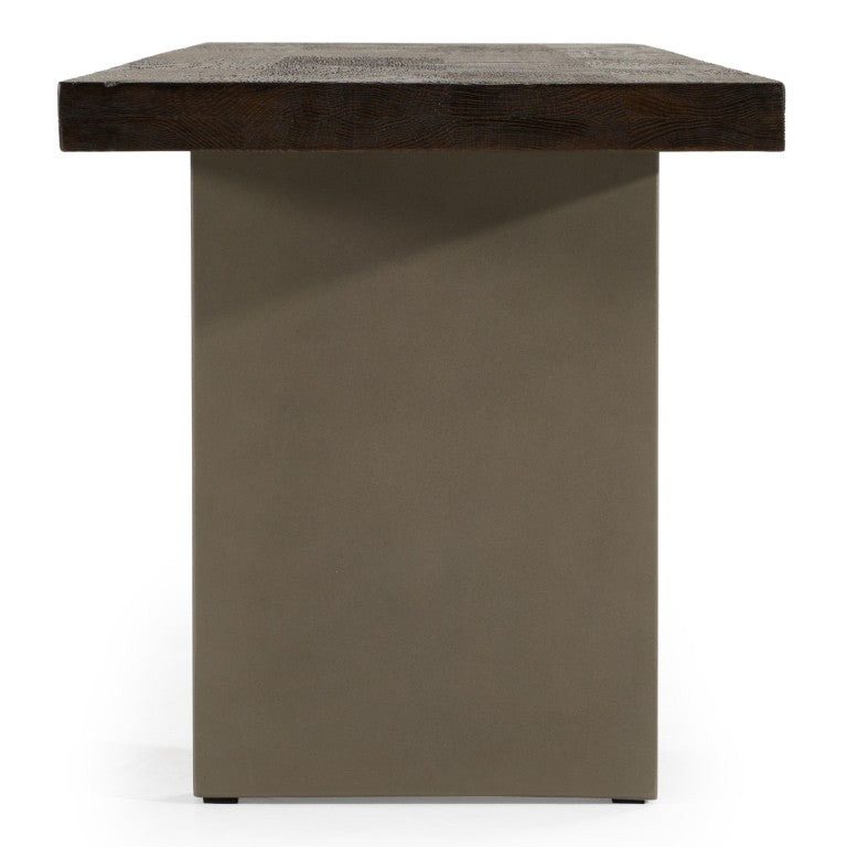 VIG Furniture June Solid Walnut Dining Bench With Dark Grey Concrete Legs, Brass Stretcher, Modern Industrial Elegance VGGR639080-WAL-BENCH