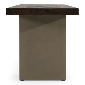 VIG Furniture June Solid Walnut Dining Bench With Dark Grey Concrete Legs, Brass Stretcher, Modern Industrial Elegance VGGR639080-WAL-BENCH