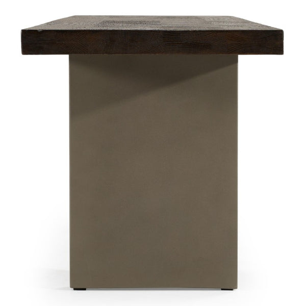 VIG Furniture June Solid Walnut Dining Bench With Dark Grey Concrete Legs, Brass Stretcher, Modern Industrial Elegance VGGR639080-WAL-BENCH