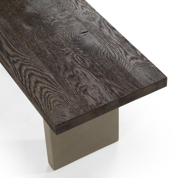 VIG Furniture June Solid Walnut Dining Bench With Dark Grey Concrete Legs, Brass Stretcher, Modern Industrial Elegance VGGR639080-WAL-BENCH
