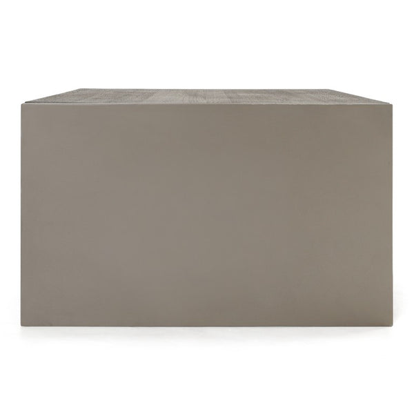 VIG Furniture June Solid Walnut Coffee Table With Dark Grey Concrete Panels, Brass Handles, Drawer & 550Lb Capacity VGGR639081-WAL-CT
