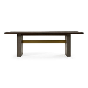 VIG Furniture June Solid Walnut Dining Table With Dark Grey Concrete Pedestal, Brass Stretcher, Seats 10 — Modern Industrial Elegance VGGR639082-WAL-DT