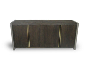 VIG Furniture June Solid Walnut Buffet With Dark-Grey Concrete Finish, Brass Handles, Ample Storage & No Assembly VGGR639083-WAL-BUF