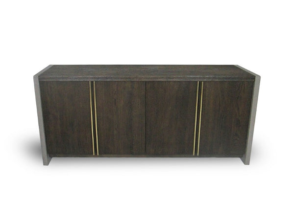 VIG Furniture June Solid Walnut Buffet With Dark-Grey Concrete Finish, Brass Handles, Ample Storage & No Assembly VGGR639083-WAL-BUF