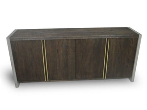 VIG Furniture June Solid Walnut Buffet With Dark-Grey Concrete Finish, Brass Handles, Ample Storage & No Assembly VGGR639083-WAL-BUF