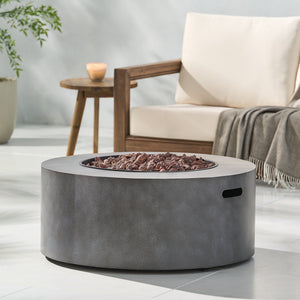 English Elm 32" Round Propane Fire Pit 40000 Btu Powder Coated Iron Outdoor Patio Centerpiece 67759.00CONRT-40K